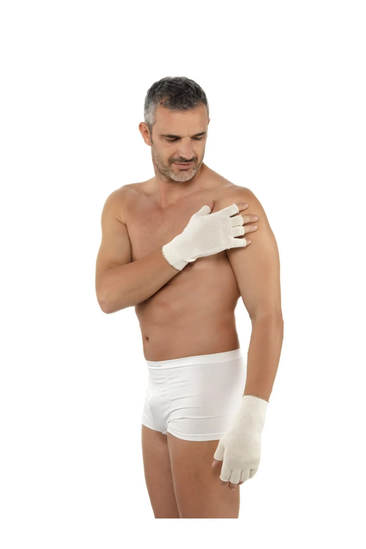 %100 Saf Örgü İpek Antialerjik Parmaksız Egzama Eldiveni