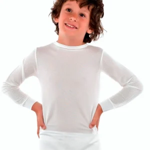 Çocuk Hipoalerjenik %100 Saf Ipek Yuvarlak Yaka Uzun Kollu Bluz