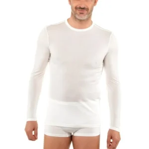 Erkek Hipoalerjenik %100 Saf Örgü Ipek Yuvarlak Yaka T-shirt